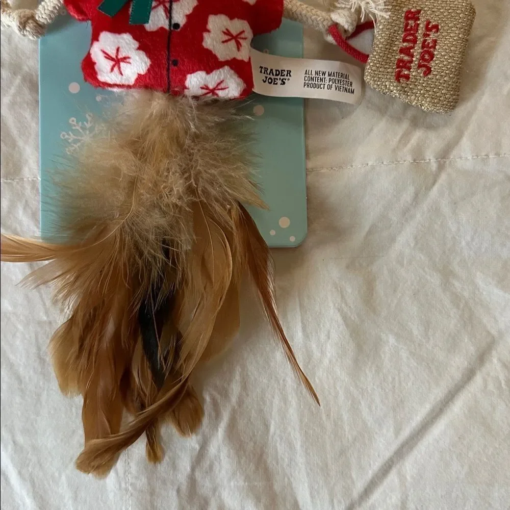 Trader Joe's Cat Toy with Red and Brown Mouse Design Holiday Festive